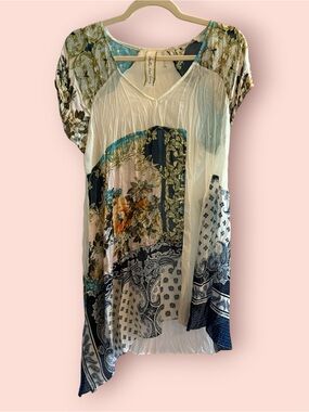 Aratta Silent Journey Anthropologie Boho Patchwork Asymmetrical Tunic